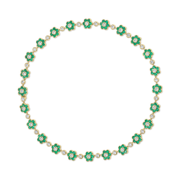 COLOMBIAN EMERALD AND DIAMOND FLORA CHOKER