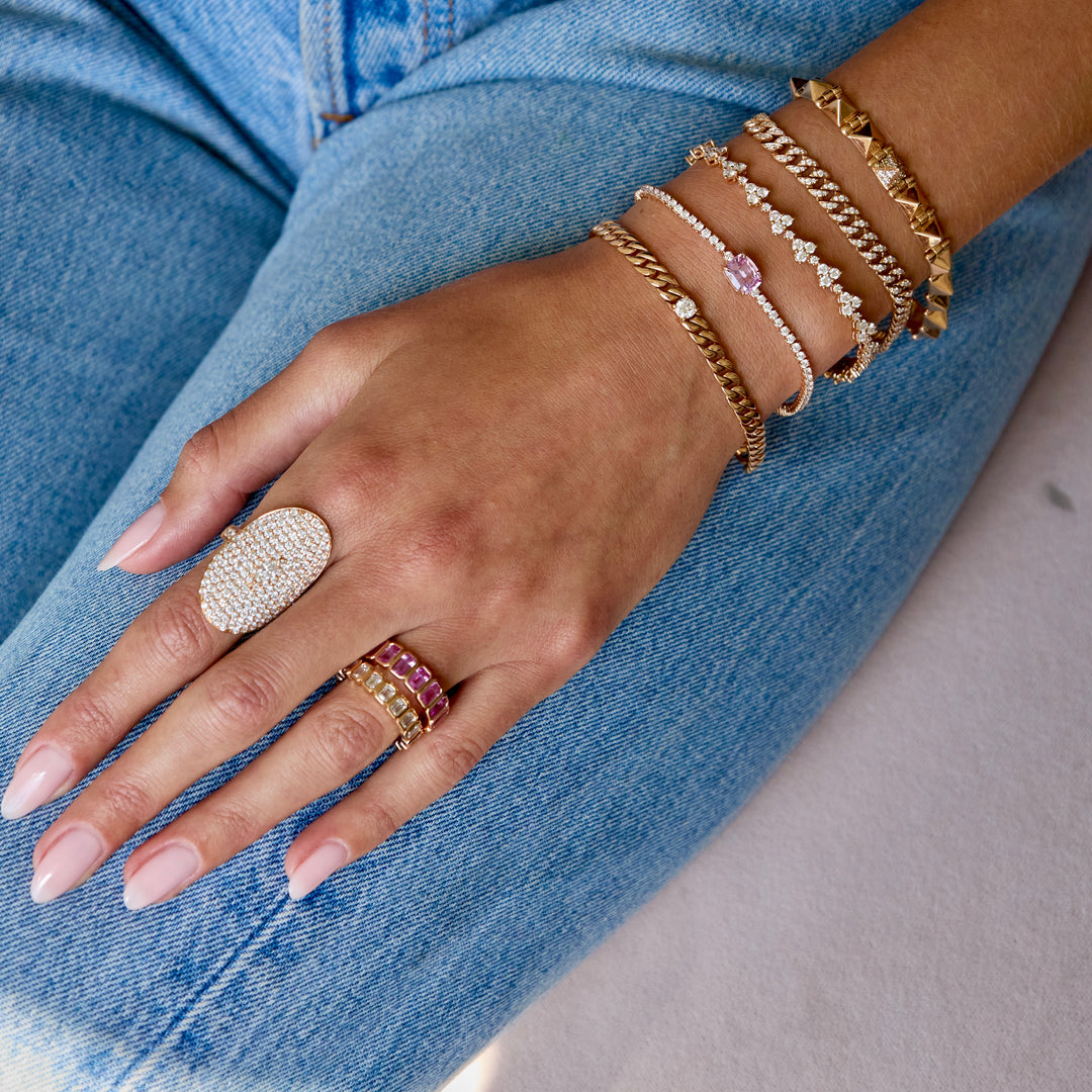 【おまとめ】ANRI【A Special Day】【Spring Bright】 BEZELED EMERALD CUT PINK SAPPHIRE RING – Anita Ko