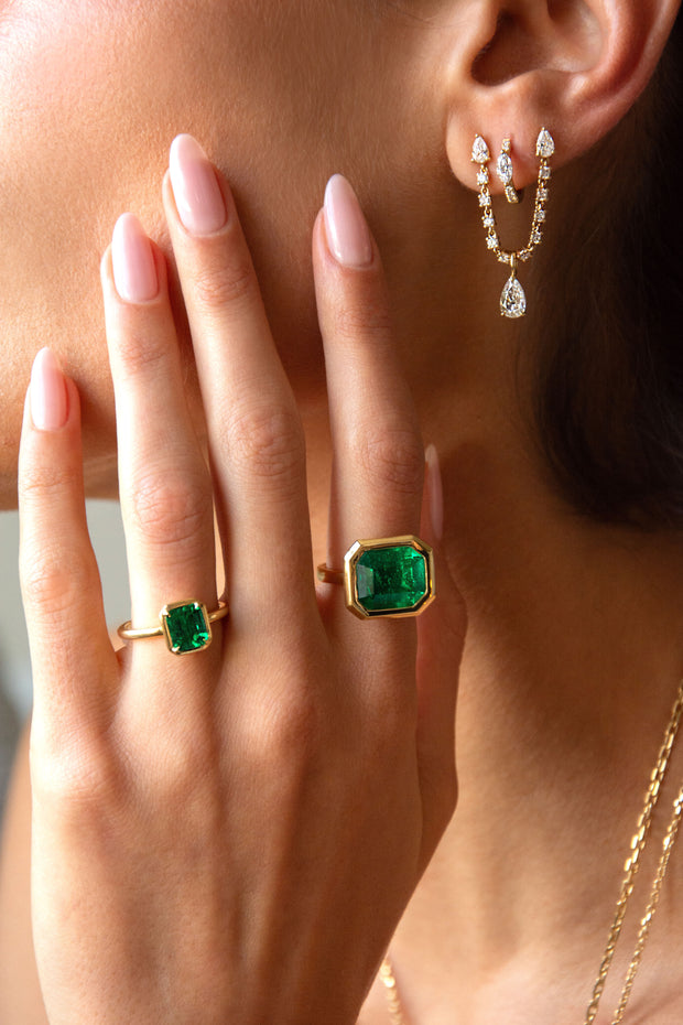 EMERALD CUT COLOMBIAN EMERALD RING Anita Ko