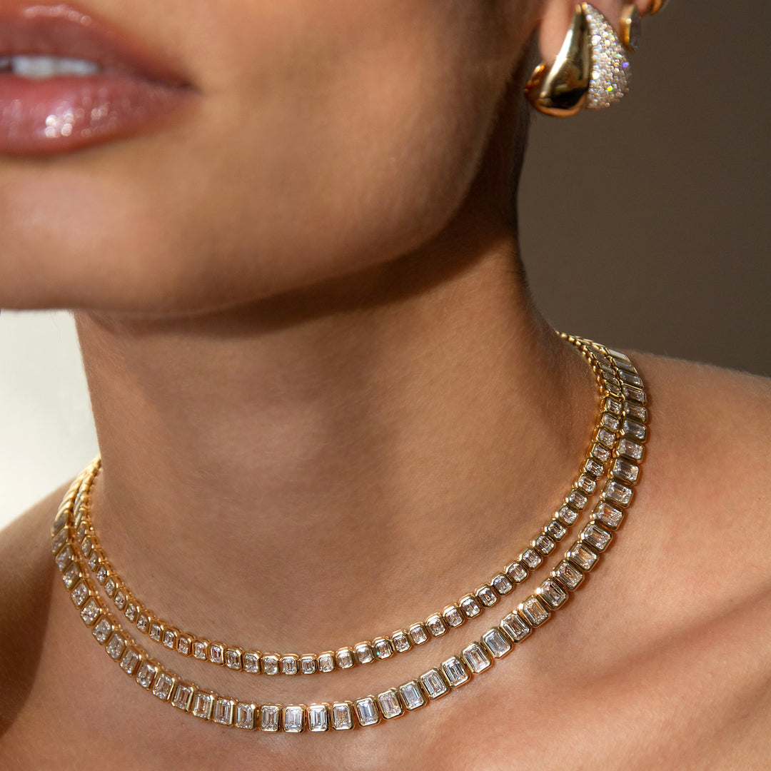 LARGE EMERALD CUT BEZEL DIAMOND CHOKER – Anita Ko