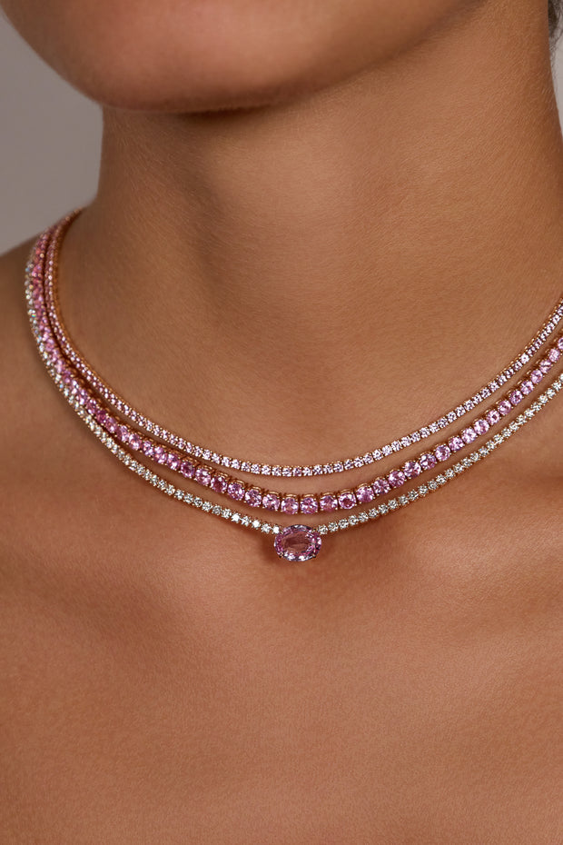 PINK SAPPHIRE OVAL DIAMOND HEPBURN CHOKER