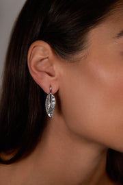 LARGE PALM LEAF DROP EARRINGS WITH PAVE DIAMOND STEM