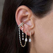 DIAMOND HUGGIES WITH LARGE PEAR DIAMOND DROP