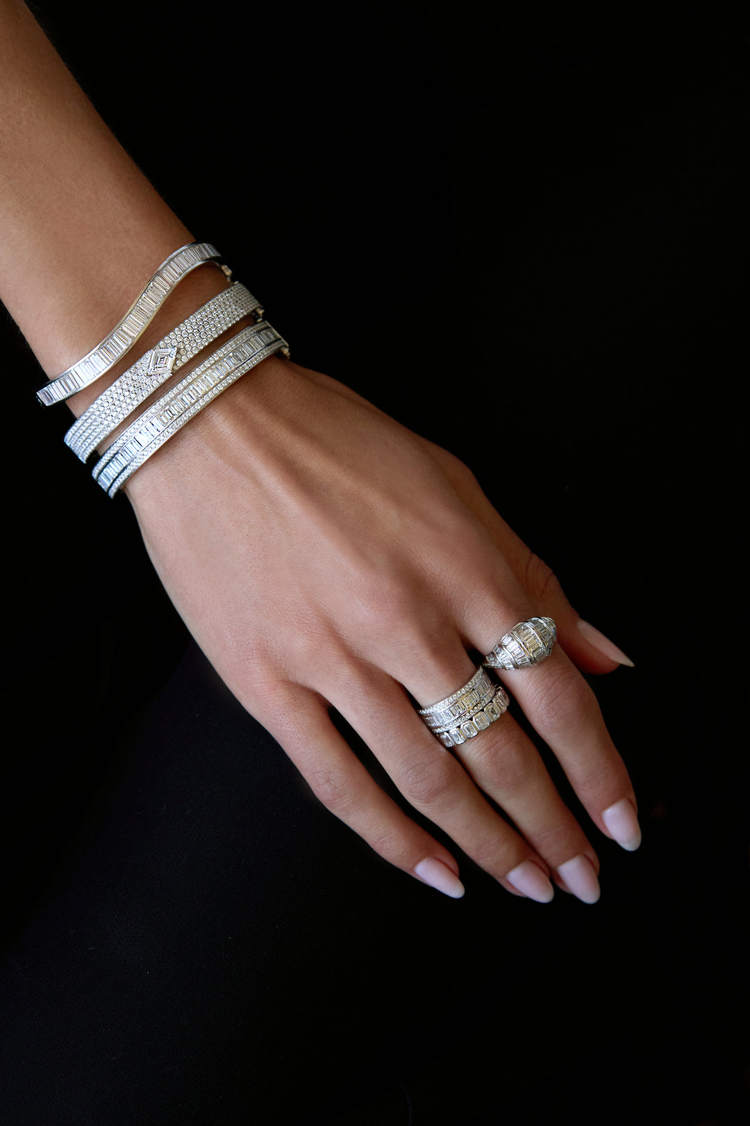 BAGUETTE DIAMOND WAVE BANGLE – Anita Ko
