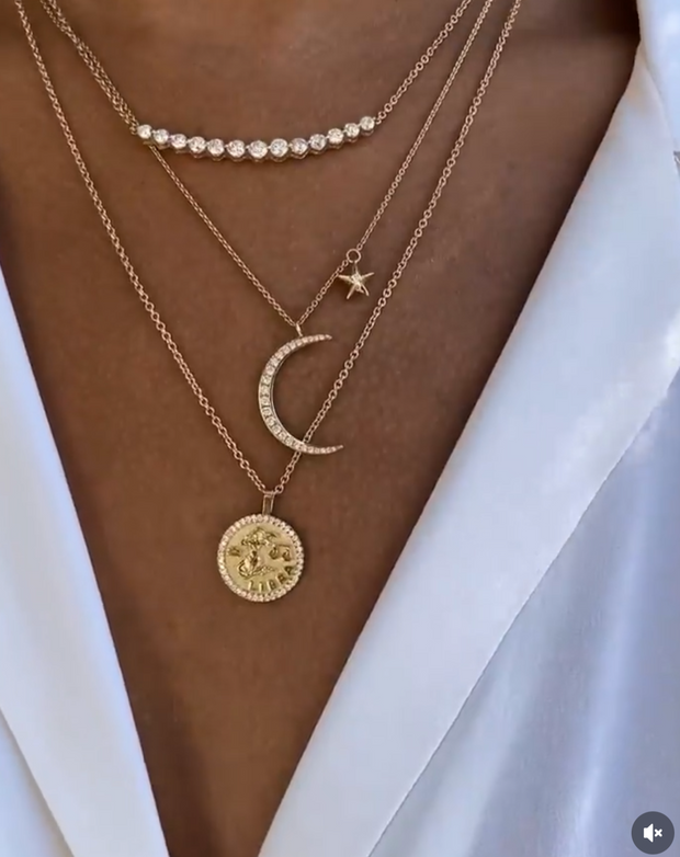 DIAMOND MOON AND STAR NECKLACE