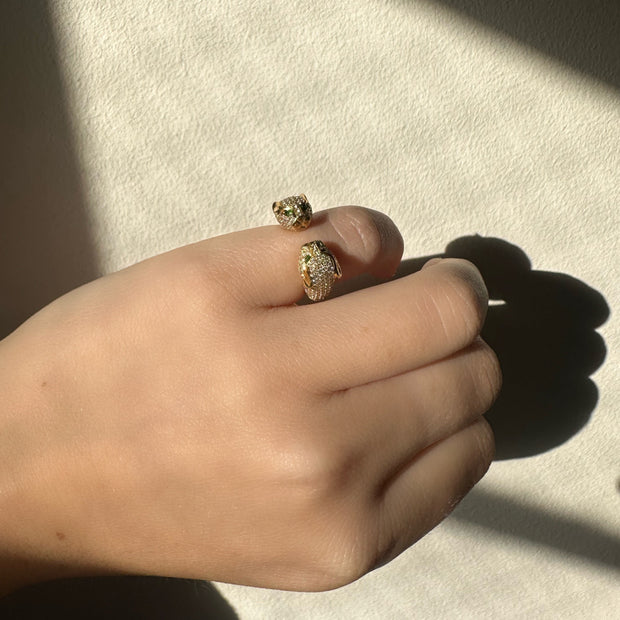 DOUBLE HEADED DIAMOND PANTHER RING