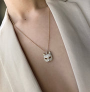 DIAMOND CAT MASK NECKLACE