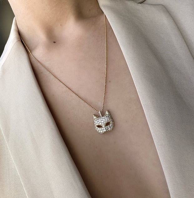 DIAMOND CAT MASK NECKLACE