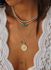 HEPBURN CHOKER WITH EMERALD CUT COLOMBIAN EMERALD CENTER 2.12 CTS