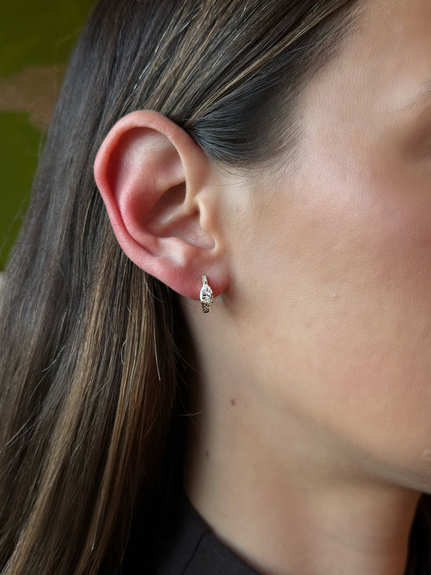 DIAMOND HUGGIES WITH LARGE PEAR DIAMOND CENTER