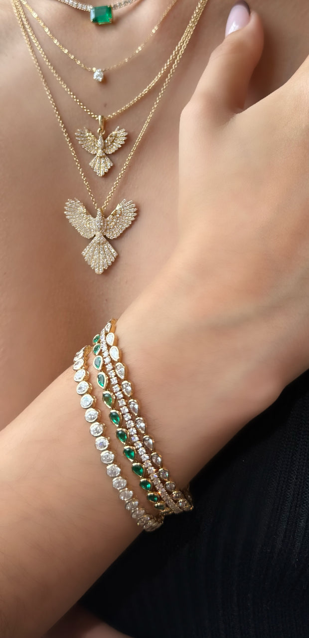 BEZEL PEAR EMERALD BRACELET