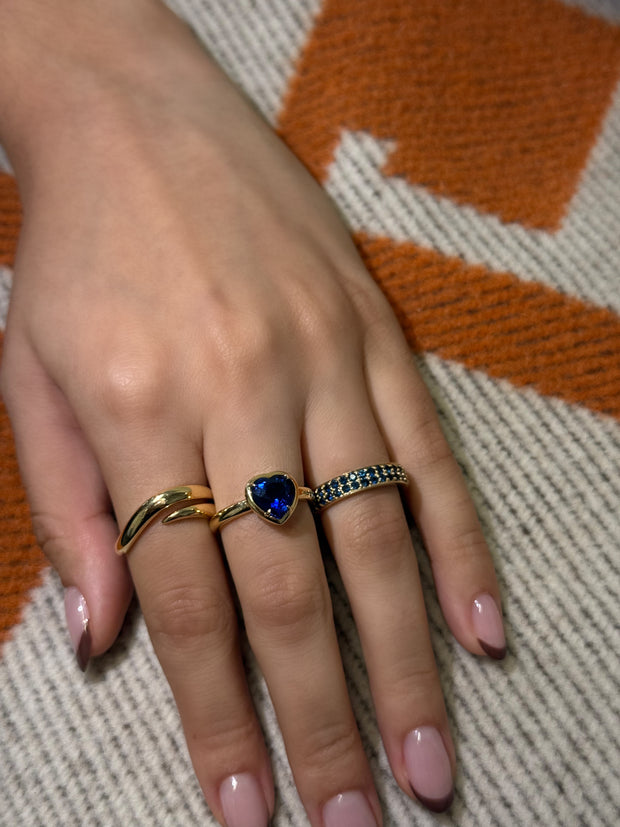 BLUE SAPPHIRE DOUBLE ROW 3/4 ETERNITY BAND