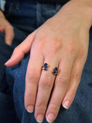 LARGE BLUE SAPPHIRE ORBIT RING