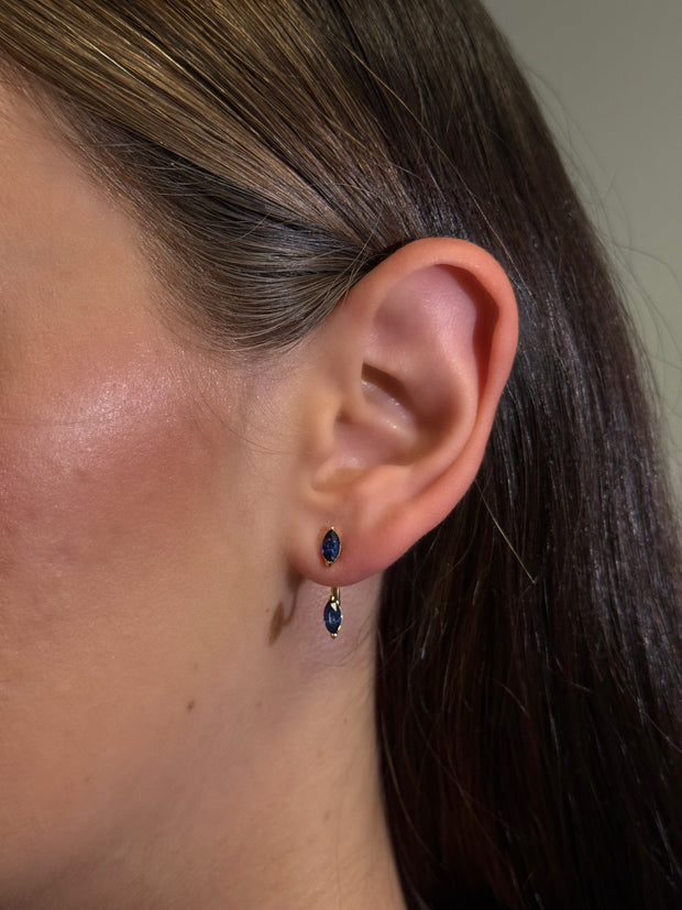 BLUE SAPPHIRE MARQUISE ORBIT EARRING