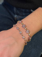 SMALL PINK SAPPHIRE AND DIAMOND FLORA BRACELET