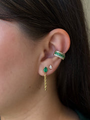 EMERALD PEAR ROPE CHAIN LOOP EARRING