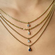 ROPE CHAIN WITH ROUND DIAMOND PENDANT