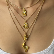 22K YELLOW GOLD NUGGET WITH FOUR DIAMONDS