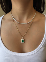 EMERALD OVAL DIAMOND PENDANT