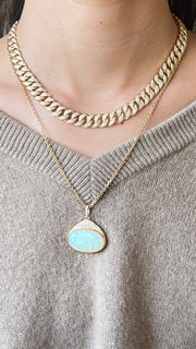 OPAL OVAL DIAMOND PENDANT