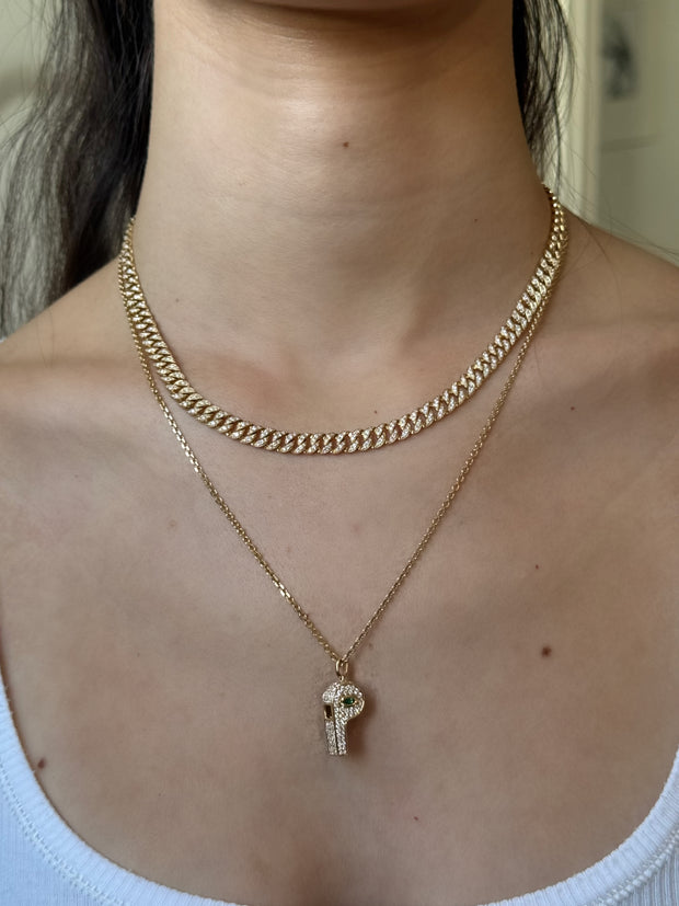 PAVE DIAMOND BABY WHISTLE WITH MARQUIS EMERALD