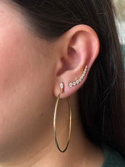 LARGE HOOPS WITH MARQUISE DIAMOND STUDS