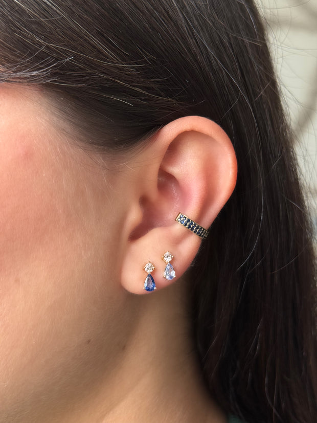 BABY BLUE SAPPHIRE VIOLET STUD EARRINGS