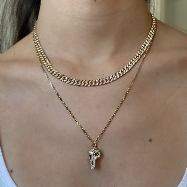 PAVE DIAMOND BABY WHISTLE WITH MARQUIS EMERALD