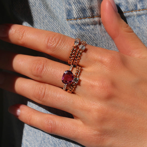 PEAR DIAMOND CHAIN LINK RING