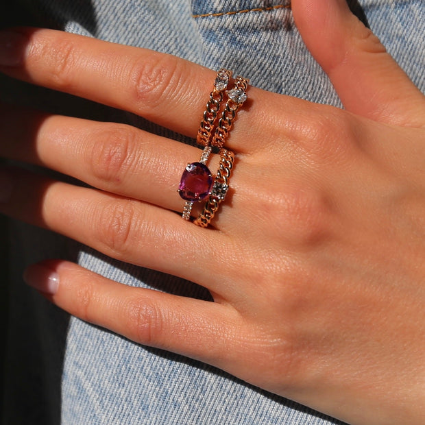 MARQUISE DIAMOND CHAIN LINK RING