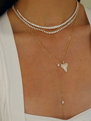 SMALL SHARK TOOTH PENDANT WITH DIAMOND FRAME