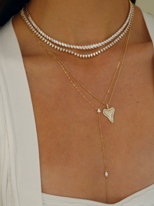 SMALL SHARK TOOTH PENDANT WITH DIAMOND FRAME