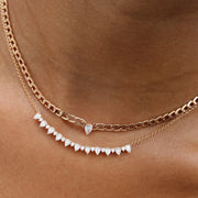 PEAR AND ROUND DIAMOND CRESCENT NECKLACE
