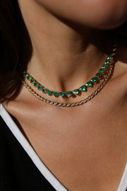 BEZELED TRILLION CUT EMERALD CHOKER