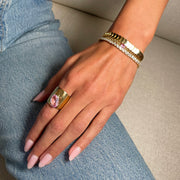 GALAXY RING WITH OVAL PINK SAPPHIRE