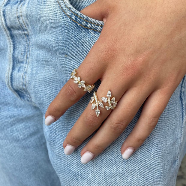 LARGE PAVE DIAMOND IVY RING