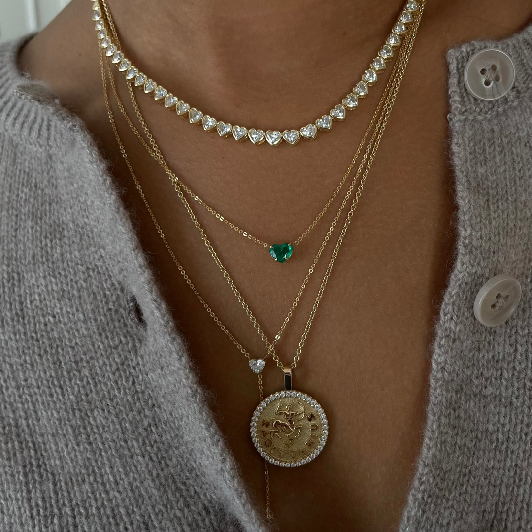 SAGITTARIUS ZODIAC COIN PENDANT WITH DIAMOND FRAME – Anita Ko
