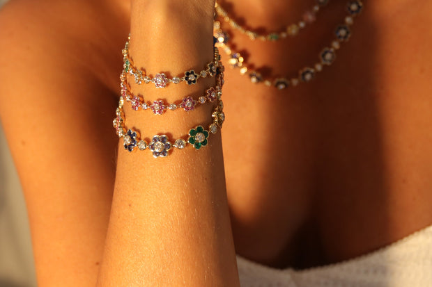 SMALL MULTI SAPPHIRE AND DIAMOND FLORA BRACELET