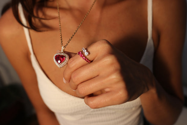 RUBELLITE TOURMALINE HEART SHAPE PENDANT