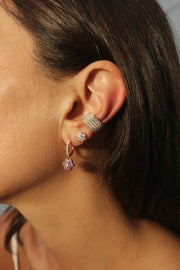 PINK SAPPHIRE AND DIAMOND FLORA DROP HUGGIES
