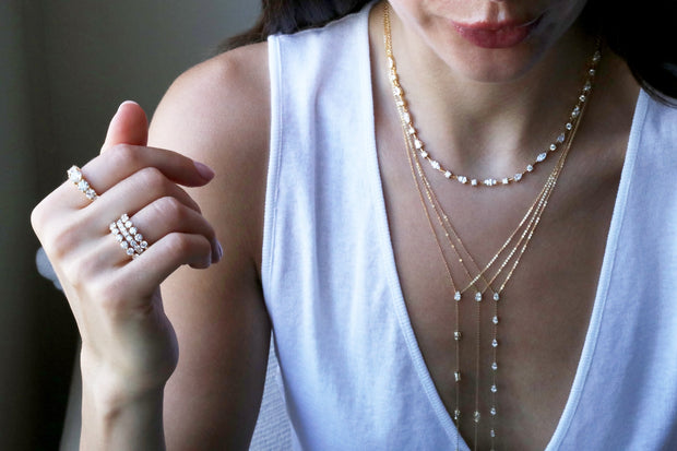 11 STONE PEAR DIAMOND LARIAT