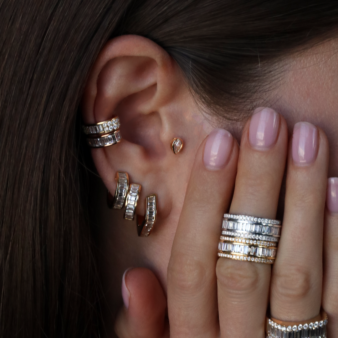 PEAR BEZEL DIAMOND STUDS – Anita Ko
