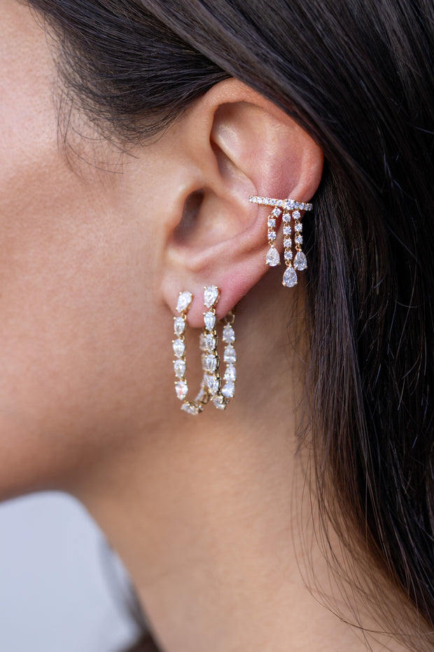CARO PEAR DIAMOND DROP LOOP EARRINGS
