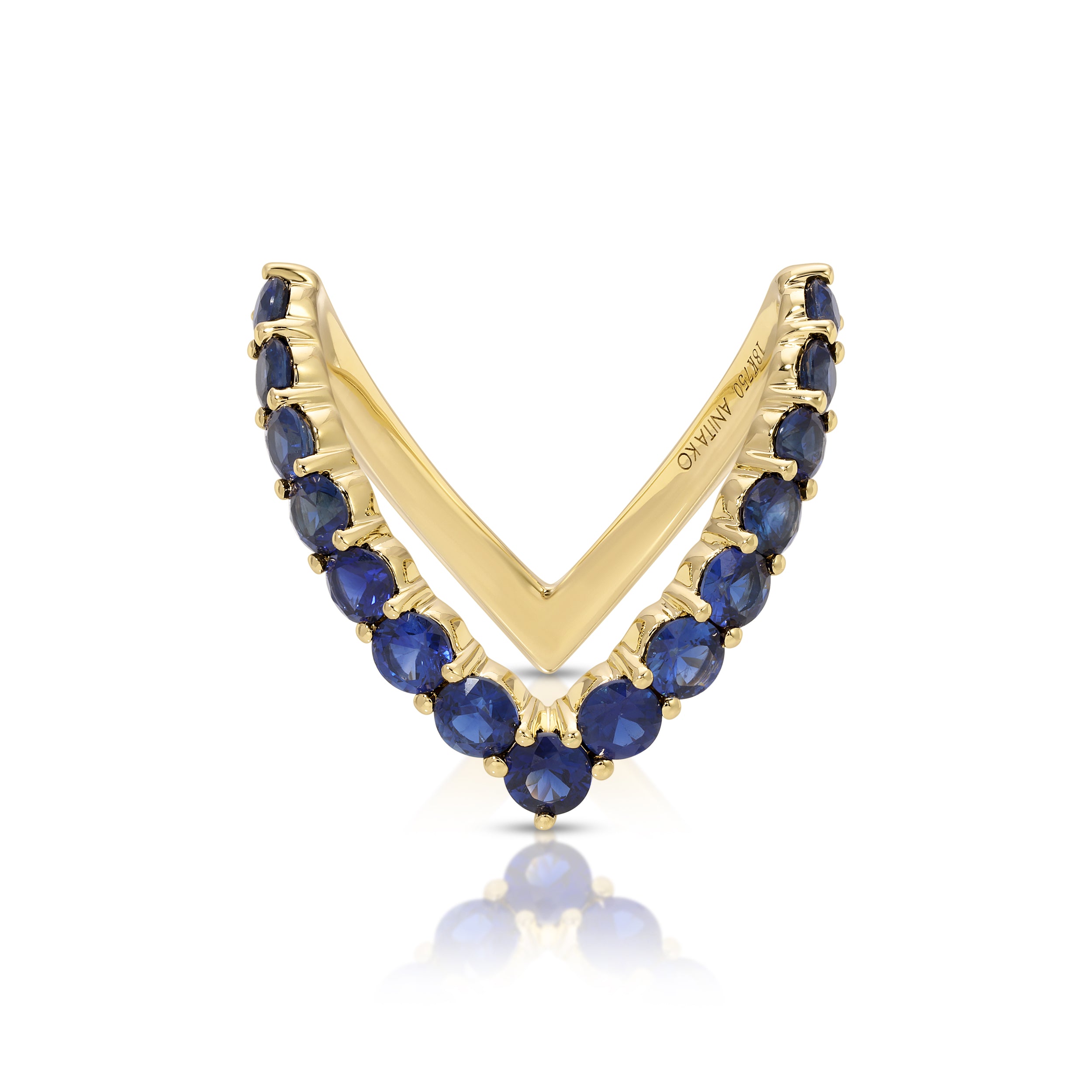 ROUND BLUE SAPPHIRE V RING