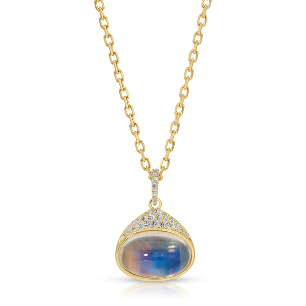 MOONSTONE OVAL DIAMOND PENDANT