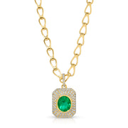 EMERALD OVAL DIAMOND PENDANT