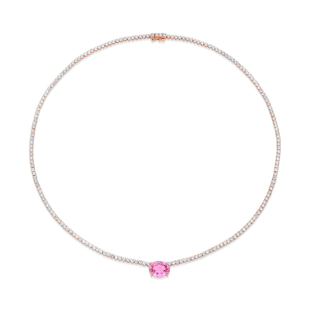 PINK SAPPHIRE OVAL DIAMOND HEPBURN NECKLACE