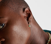 SMALL EMERALD AND DIAMOND FLORA DROP HUGGIES