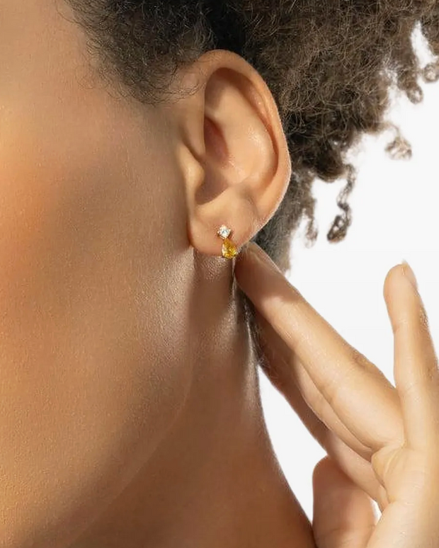 YELLOW SAPPHIRE VIOLET STUD EARRINGS