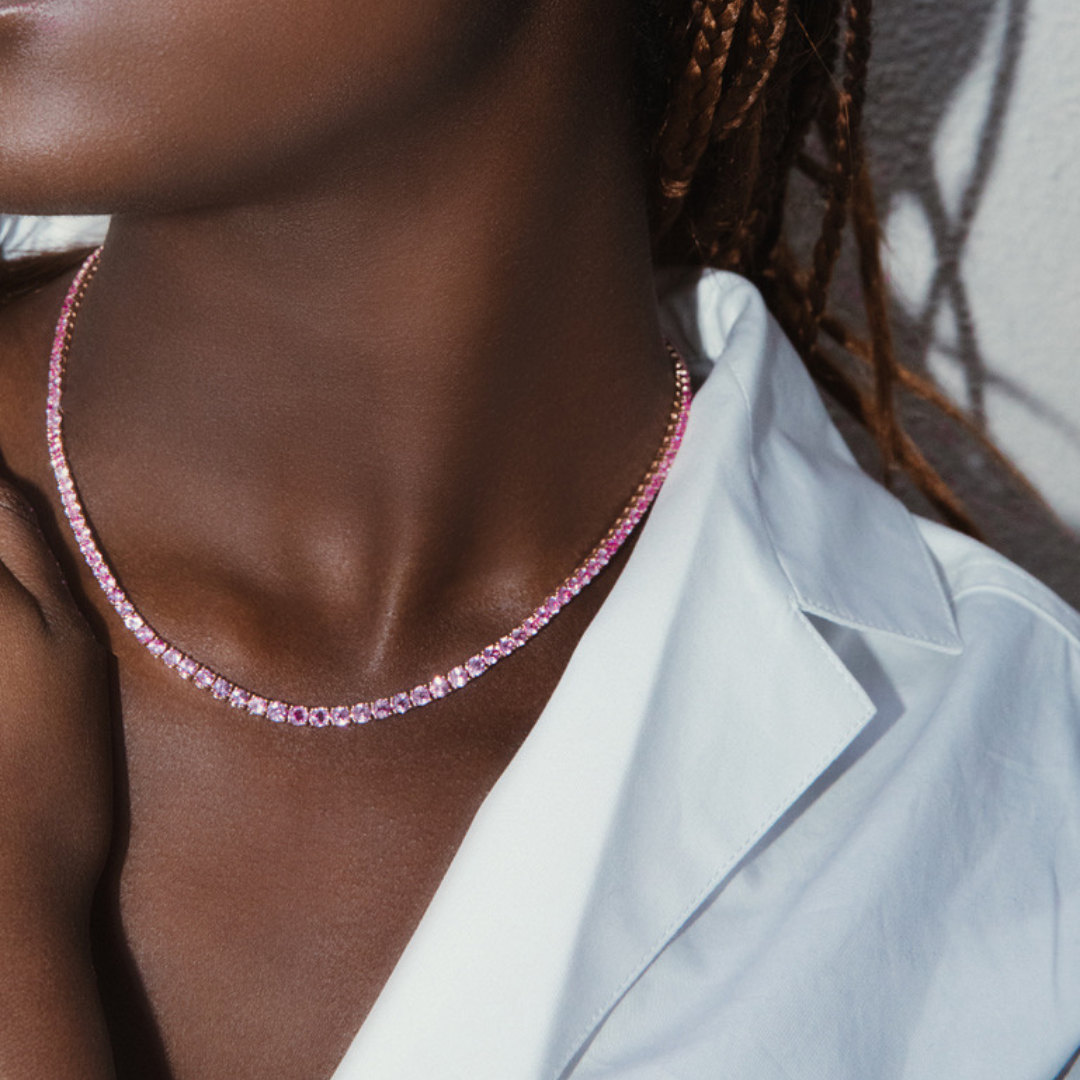 GRADUATED PINK SAPPHIRE HEPBURN CHOKER – Anita Ko